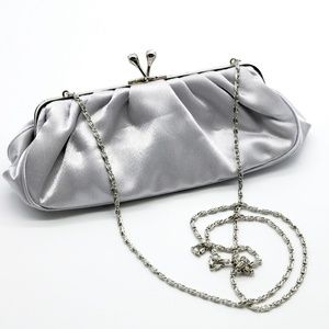 JESSICA McCLINTOCK Silver Satin Evening Bag